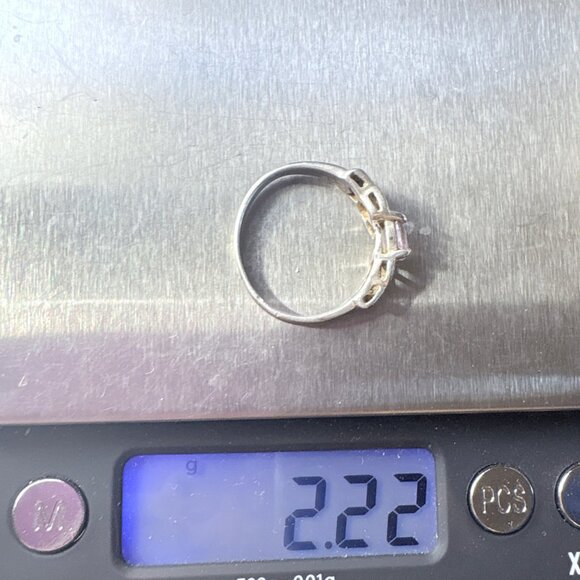 VTG Sterling Silver 925 Rose Quartz Tapered Band Statement Ring Size 6.25 - Picture 6 of 7